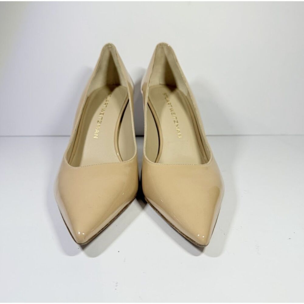 Stuart Weitzman Nude Patent Leather Pointed Toe High Heel Pumps